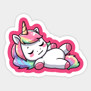 Cute Lazy Sleeping Unicorn Sticker